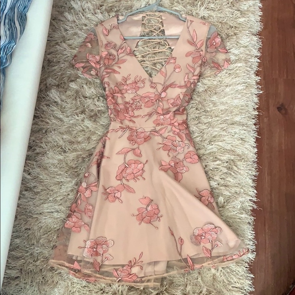 Pink dress with flowers